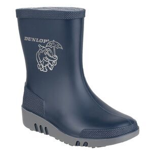 Dunlop Mini Childrens Unisex Elephant Wellington Boots / Blue/Grey